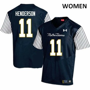 Women Notre Dame Fighting Irish Ramon Henderson #11 Alternate Game Embroidery Navy Blue Jerseys 216342-429