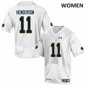 Womens Notre Dame Fighting Irish Ramon Henderson #11 Game White Alumni Jersey 123169-906
