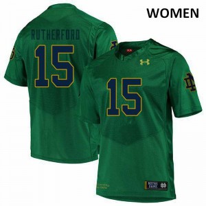 Womens Notre Dame Fighting Irish Isaiah Rutherford #15 Green Stitch Game Jersey 390844-623