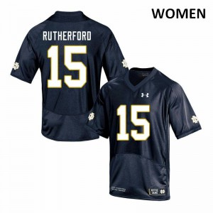 Women's Notre Dame Fighting Irish Isaiah Rutherford #15 Game Stitched Navy Jerseys 466181-214