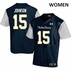 Women Notre Dame Fighting Irish Jordan Johnson #15 Stitch Alternate Game Navy Blue Jerseys 240033-227