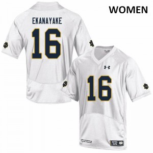 Womens Notre Dame Fighting Irish Cameron Ekanayake #16 Game NCAA White Jersey 775396-977
