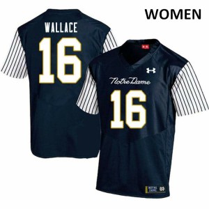 Womens Notre Dame Fighting Irish KJ Wallace #16 Alternate Game Navy Blue Official Jersey 231123-693