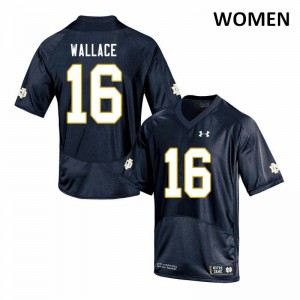 Womens Notre Dame Fighting Irish KJ Wallace #16 Game College Navy Jersey 552058-884