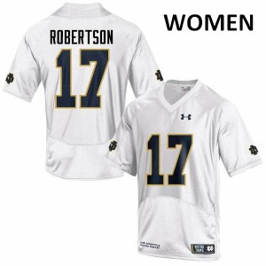 Womens Notre Dame Fighting Irish Isaiah Robertson #17 Alumni White Game Jersey 399802-264