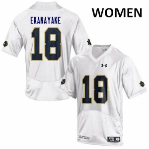 Women's Notre Dame Fighting Irish Cameron Ekanayake #18 Football Game White Jerseys 763844-559