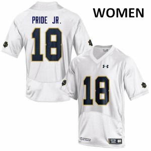 Womens Notre Dame Fighting Irish Troy Pride Jr. #18 Embroidery White Game Jerseys 433575-806