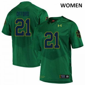 Women Notre Dame Fighting Irish Caleb Offord #21 Game Official Green Jerseys 931473-521