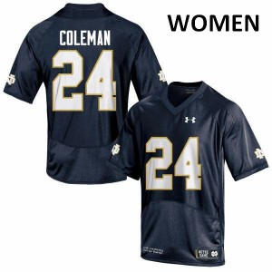 Women Notre Dame Fighting Irish Nick Coleman #24 Game Official Navy Blue Jerseys 637267-954