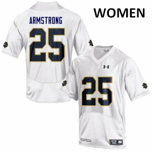 Women Notre Dame Fighting Irish Jafar Armstrong #25 White Game Stitched Jerseys 546612-755
