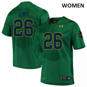 Women's Notre Dame Fighting Irish Clarence Lewis #26 Green Embroidery Game Jerseys 444821-343