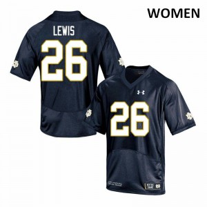 Women Notre Dame Fighting Irish Clarence Lewis #26 Navy Game NCAA Jerseys 211422-237