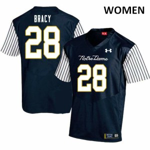 Womens Notre Dame Fighting Irish TaRiq Bracy #28 Alternate Game University Navy Blue Jersey 216657-922