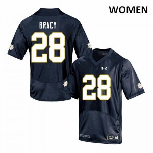 Women Notre Dame Fighting Irish TaRiq Bracy #28 Navy Game Embroidery Jersey 778892-777