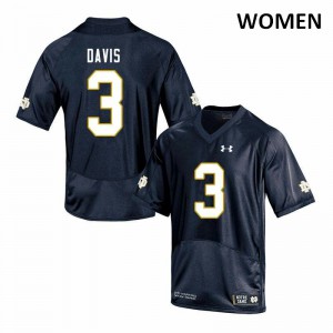 Women Notre Dame Fighting Irish Avery Davis #3 Official Navy Game Jersey 392861-696