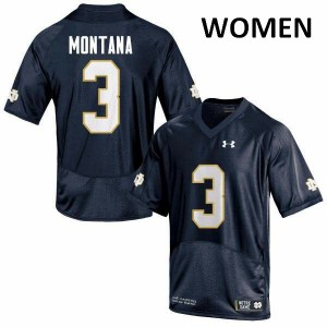 Womens Notre Dame Fighting Irish Joe Montana #3 Embroidery Navy Blue Game Jerseys 739508-118