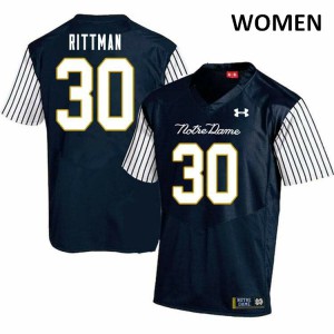 Womens Notre Dame Fighting Irish Jake Rittman #30 Navy Blue College Alternate Game Jerseys 442481-710