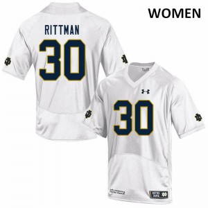 Women Notre Dame Fighting Irish Jake Rittman #30 Game Football White Jersey 837997-548