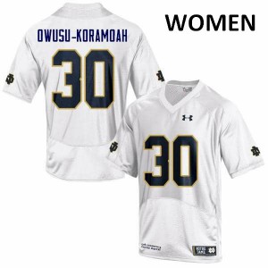 Womens Notre Dame Fighting Irish Jeremiah Owusu-Koramoah #30 White Game Player Jerseys 233337-761