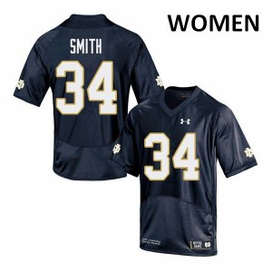 Womens Notre Dame Fighting Irish Jahmir Smith #34 Navy Official Game Jersey 786123-487