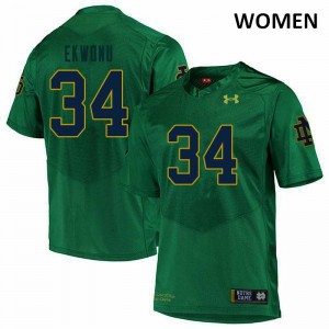 Women's Notre Dame Fighting Irish Osita Ekwonu #34 Stitch Green Game Jersey 298606-256