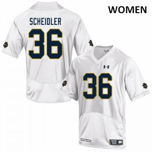 Women's Notre Dame Fighting Irish Eddie Scheidler #36 Embroidery Game White Jersey 375172-979