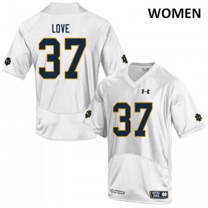 Women Notre Dame Fighting Irish Chase Love #37 Game Embroidery White Jerseys 190214-460