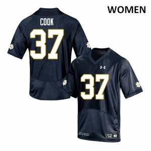 Women Notre Dame Fighting Irish Henry Cook #37 NCAA Navy Game Jerseys 725727-671