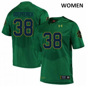 Womens Notre Dame Fighting Irish Dawson Goepferich #38 Embroidery Green Game Jersey 386204-558