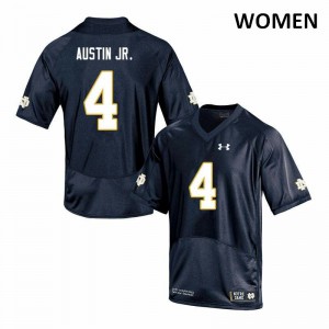Women's Notre Dame Fighting Irish Kevin Austin Jr. #4 Game NCAA Navy Jerseys 821287-245