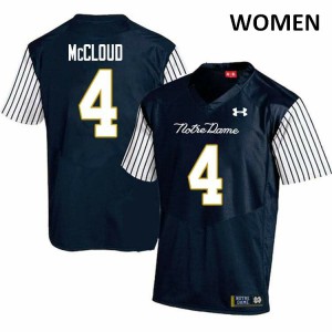Womens Notre Dame Fighting Irish Nick McCloud #4 Alternate Game Stitch Navy Blue Jersey 601171-765