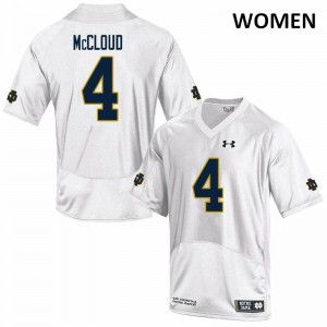 Women Notre Dame Fighting Irish Nick McCloud #4 Game White Football Jersey 177761-949