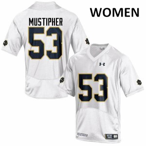 Women Notre Dame Fighting Irish Sam Mustipher #53 White Game Stitched Jerseys 412170-391
