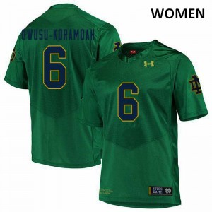 Women Notre Dame Fighting Irish Jeremiah Owusu-Koramoah #6 Green University Game Jerseys 566852-403