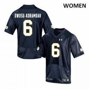 Women's Notre Dame Fighting Irish Jeremiah Owusu-Koramoah #6 Navy Stitched Game Jersey 542653-346