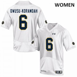 Women's Notre Dame Fighting Irish Jeremiah Owusu-Koramoah #6 Stitched White Game Jersey 449245-929