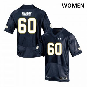 Womens Notre Dame Fighting Irish Cole Mabry #60 University Navy Game Jerseys 800614-298