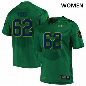 Women Notre Dame Fighting Irish Brennan Wicks #62 Green High School Game Jerseys 725600-526