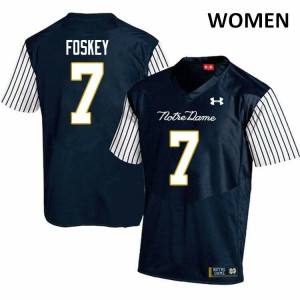 Womens Notre Dame Fighting Irish Isaiah Foskey #7 Navy Blue Player Alternate Game Jersey 507758-375