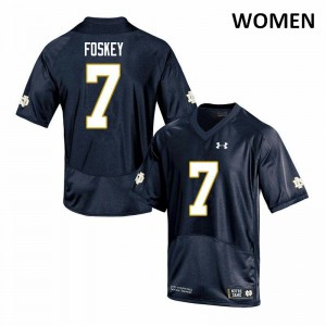 Women Notre Dame Fighting Irish Isaiah Foskey #7 Stitched Navy Game Jersey 812255-555