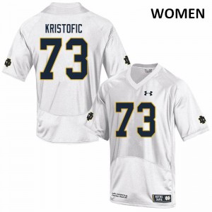 Womens Notre Dame Fighting Irish Andrew Kristofic #73 Game Embroidery White Jerseys 488621-710