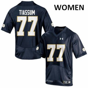 Women's Notre Dame Fighting Irish Brandon Tiassum #77 Navy Blue Stitched Game Jerseys 664698-412