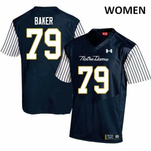 Womens Notre Dame Fighting Irish Tosh Baker #79 Official Navy Blue Alternate Game Jersey 703605-171
