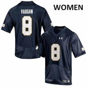 Womens Notre Dame Fighting Irish Donte Vaughn #8 Game Stitched Navy Jersey 758286-477