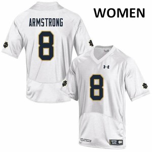 Women Notre Dame Fighting Irish Jafar Armstrong #8 Game White Stitched Jersey 644795-688