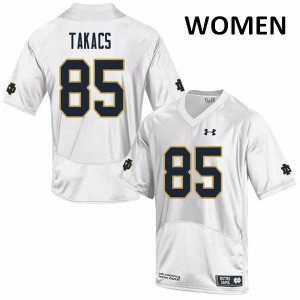 Women's Notre Dame Fighting Irish George Takacs #85 White Embroidery Game Jersey 502125-484