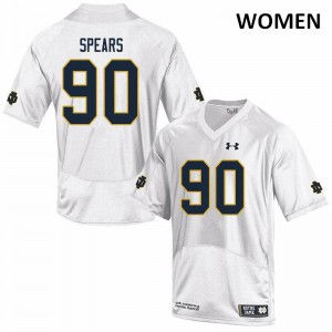 Womens Notre Dame Fighting Irish Hunter Spears #90 Game Embroidery White Jersey 336976-269