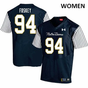 Women Notre Dame Fighting Irish Isaiah Foskey #94 Navy Blue Stitched Alternate Game Jerseys 945228-126
