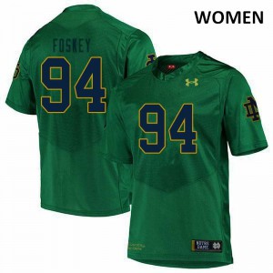 Womens Notre Dame Fighting Irish Isaiah Foskey #94 Game Green NCAA Jersey 884909-291