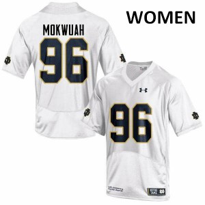 Women Notre Dame Fighting Irish Pete Mokwuah #96 Embroidery White Game Jerseys 332650-411